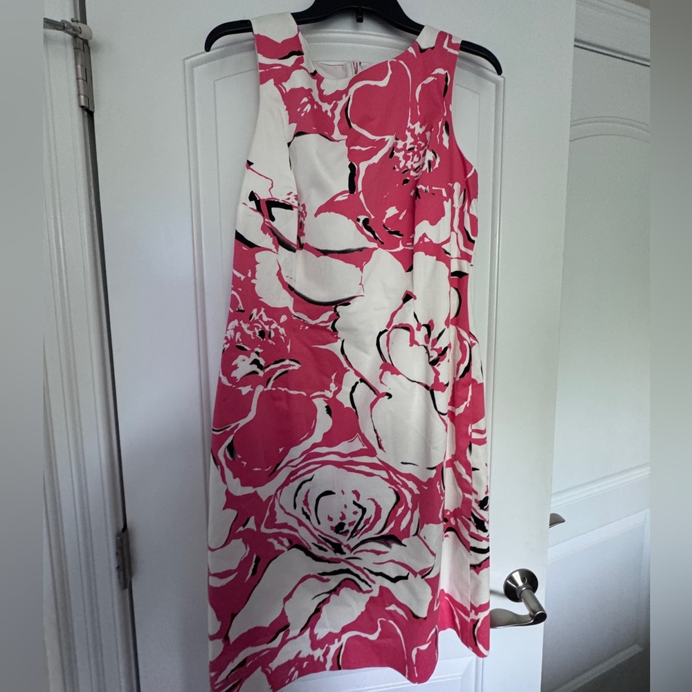 Pink and White Floral Talbots Midi Dress